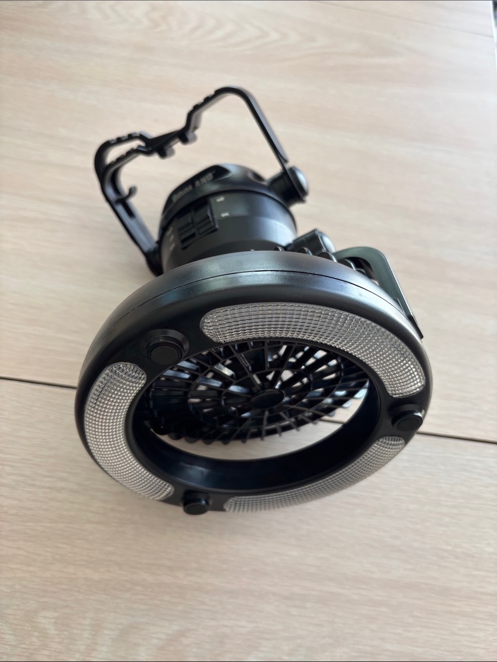 Black Portable LED light with Built-In Fan